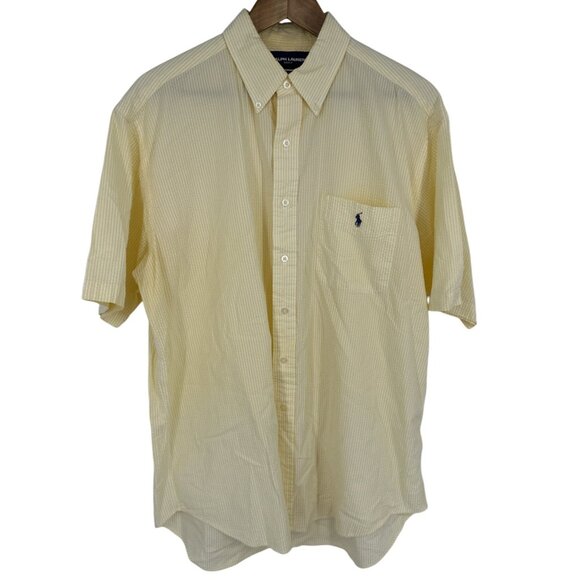 Ralph Lauren Golf Tilden Striped Button-Down Short Sleeve Classic Fit Shirt Sz L - Picture 1 of 9